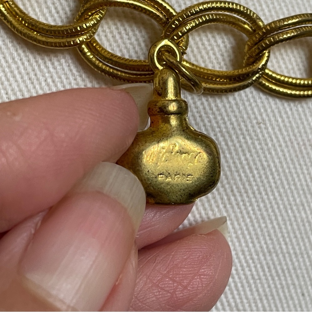 Vintage 70s Balenciaga Cialenga Paris Gold Double Chain Charm Belt ๐ซ๐ท - Picture 6 of 9